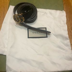 Gucci Black Thin Belt with Double G buckle